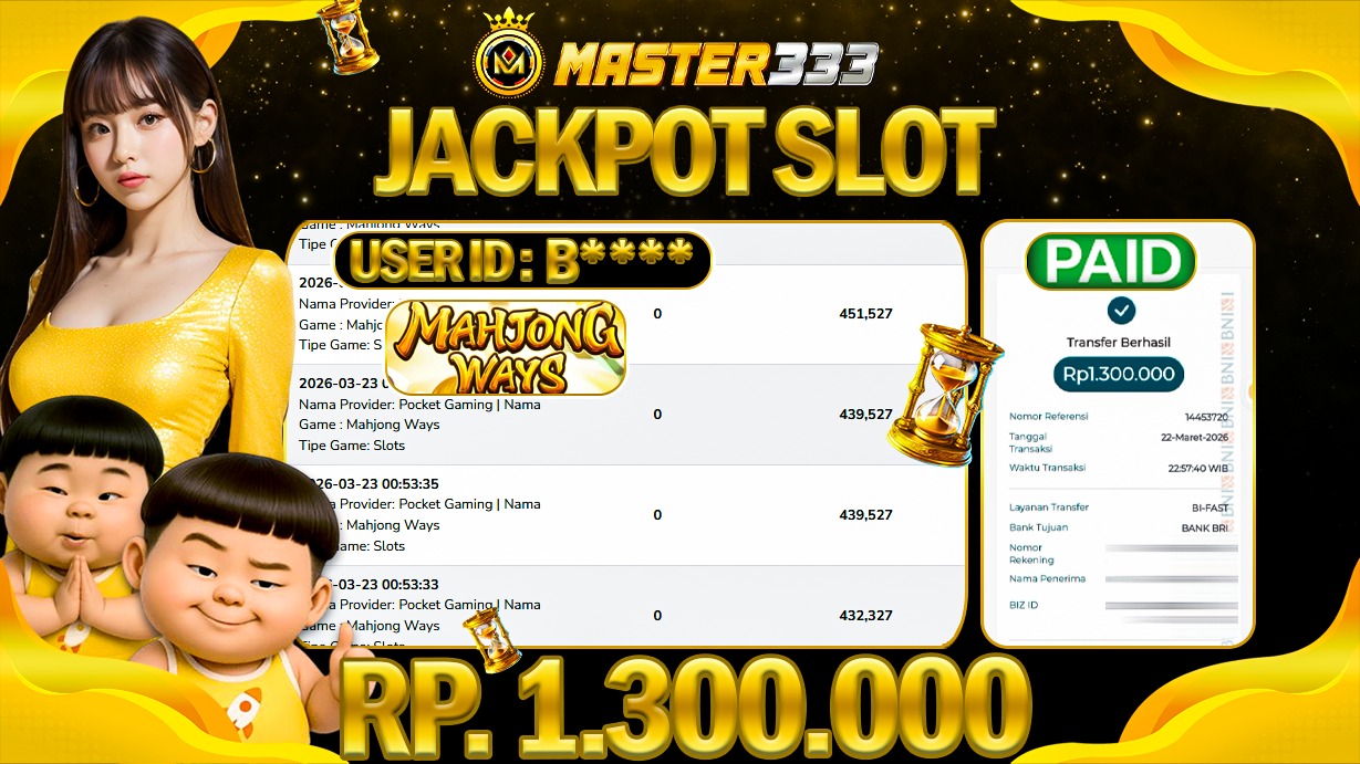 JACKPOT Rp 1.300.000 JUTA DIMASTER333 LANGSUNG DI BAYAR LUNAS
